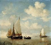willem van de velde  the younger Dutch Smalschips and a Rowing Boat France oil painting artist